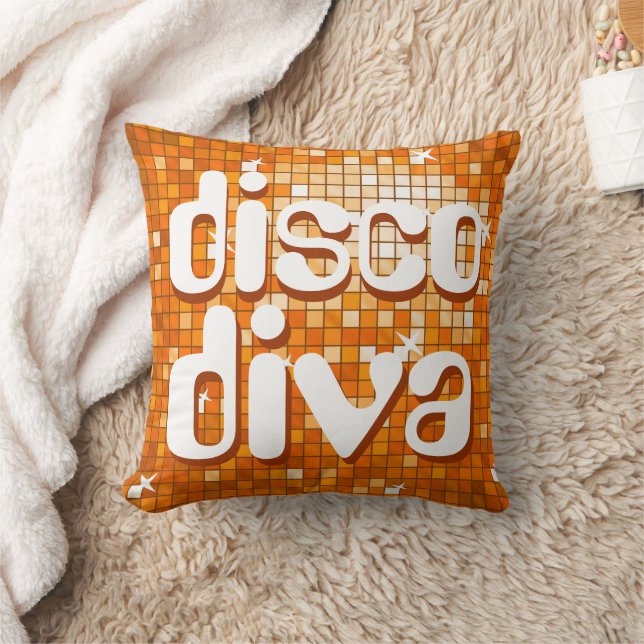 Disco Tiles Naranja 'disco diva' lanzar almohada (Manta)