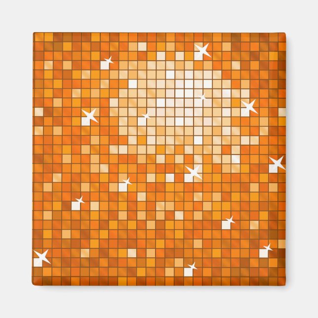 Disco Tiles Naranja frigorífico cuadrado imán (Frente)
