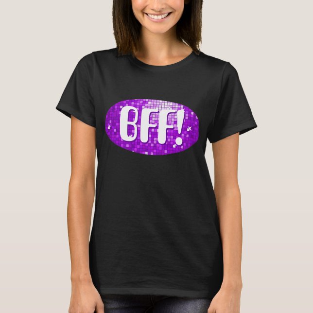 Disco Tiles Purple 'BFF!' camiseta negra (Anverso)