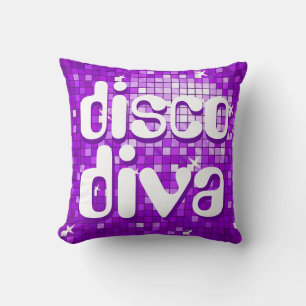 Disco Tiles Purple 'disco diva' tirando almohada