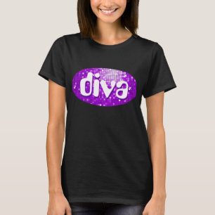 Disco Tiles Púrpura camiseta 'diva' negra