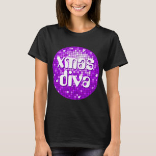 Disco Tiles Púrpura camiseta 'xmas diva' negra