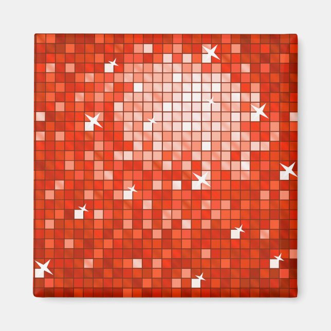 Disco Tiles Red frigorífico cuadrado imán (Frente)
