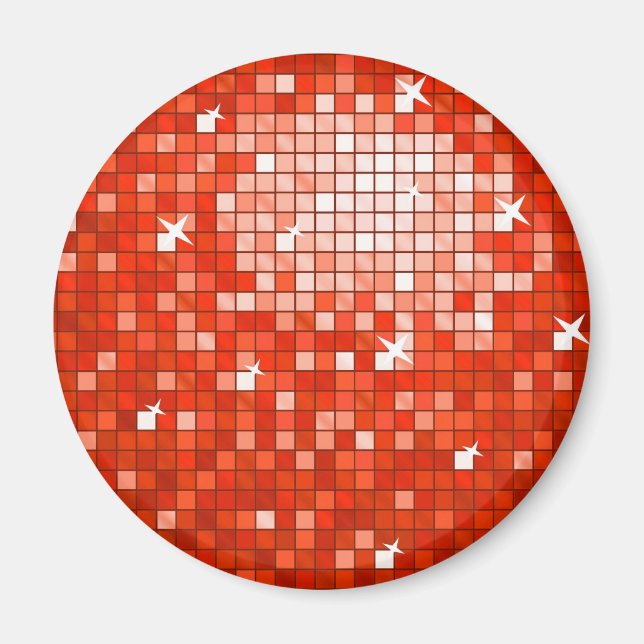 Disco Tiles Rojo imán redondo (Frente)