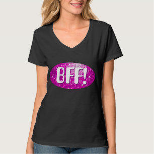 Disco Tiles Rosa 'BFF!' camiseta de cuello-v para 