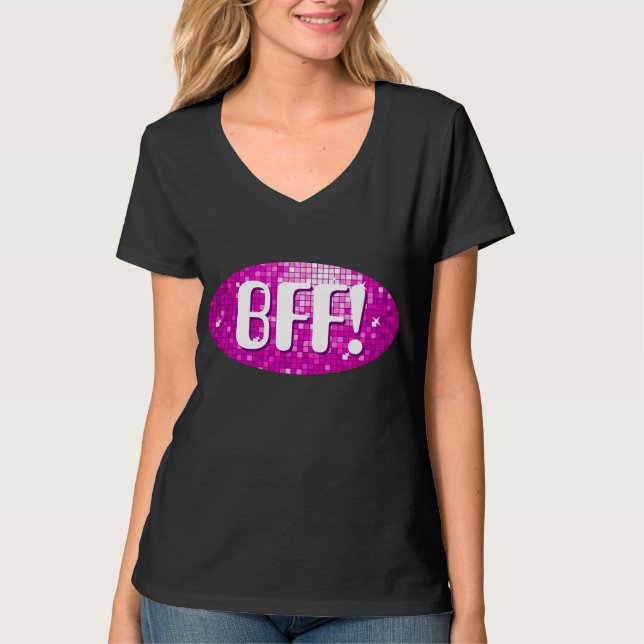 Disco Tiles Rosa 'BFF!' camiseta de cuello-v para  (Anverso)