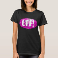 Disco Tiles Rosa 'BFF!' camiseta femenina negra