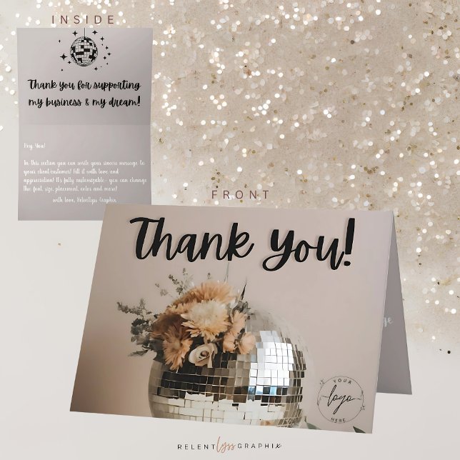 Discoteca | Boho Florals | Tarjeta de agradecimien (Subido por el creador)