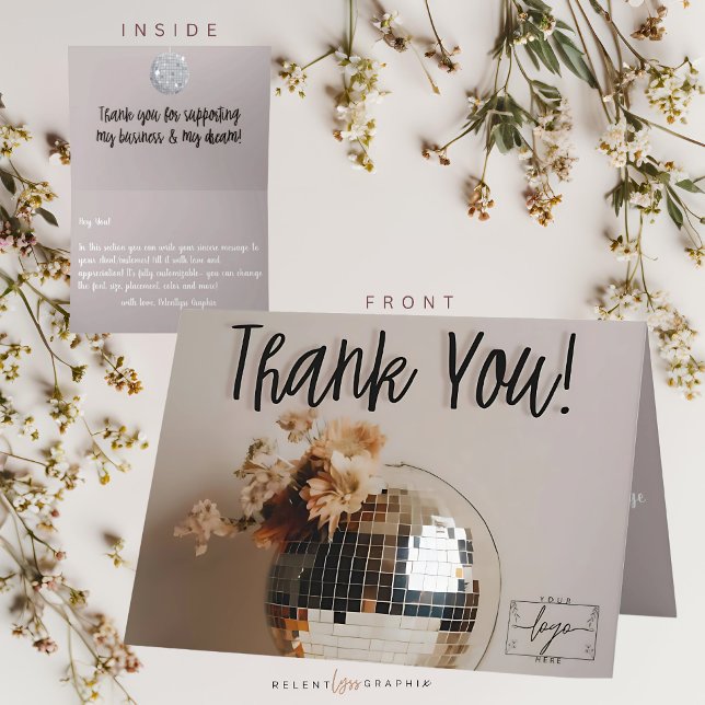 Discoteca | Boho Flowers | Tarjeta de agradecimien (Subido por el creador)