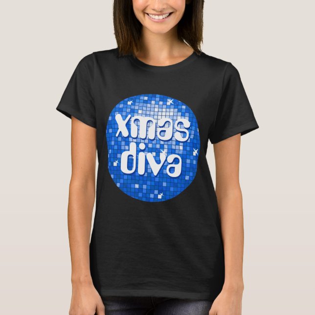 Discoteca Tiles azul oscuro camiseta "xmas diva" n (Anverso)