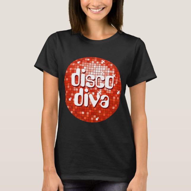 Discoteca Tiles Rojo camiseta "disco diva" negra (Anverso)