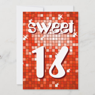 Discoteca Tiles Rojo 'Sweet 16' invitación texto a