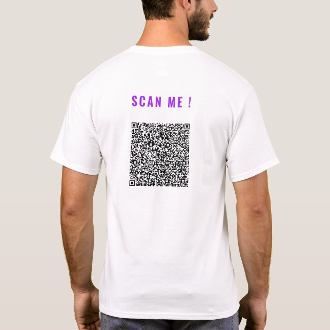 Diseña tu camiseta divertida con código QR ejemplo (Reverso)