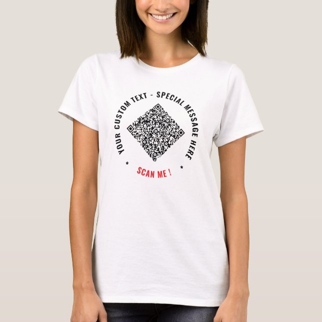 Diseña tu camiseta divertida con código QR y texto (Anverso)
