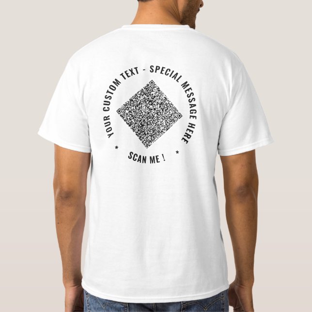 Diseña tu propia camiseta con código QR y texto pe (Reverso)