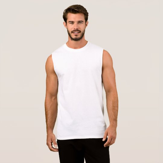 Camiseta de algodón de hombre sin mangas, Blanco