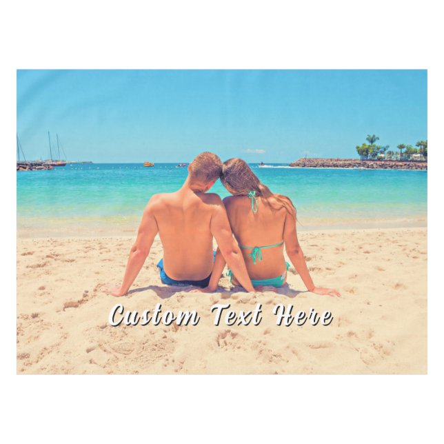 Diseña Tu Propia Mantel de Foto con Texto Personal (Frente (Horizontal))