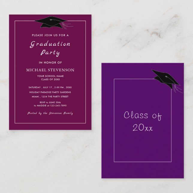 Diseña tu Propio Modelo de Invitaciones de Graduac (Anverso / Reverso)