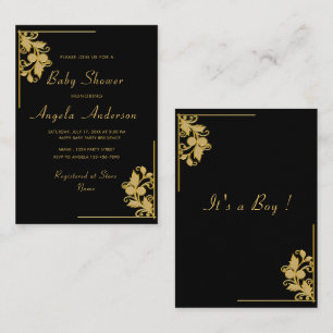 Diseña tus invitaciones para baby shower negras y