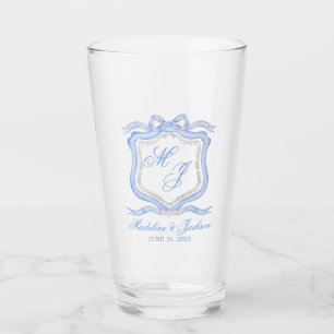 Diseñador de color de agua Escudo de monograma azu