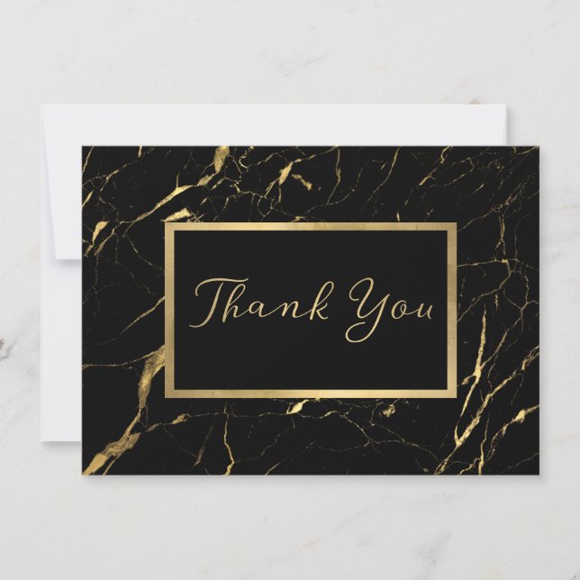 Diseñador de mármol negro y dorado gracias tarjeta (Anverso)