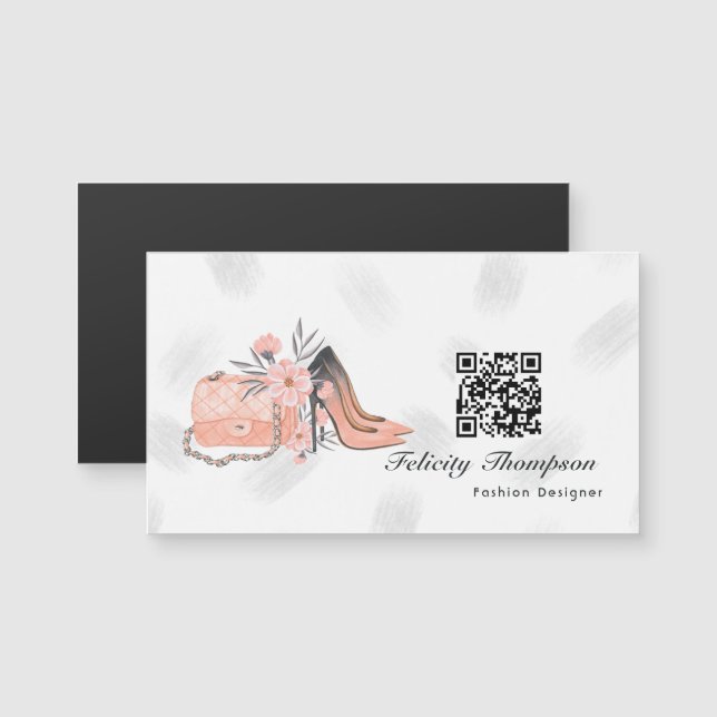 Diseñador de moda rosa Código QR (Anverso/Reverso)