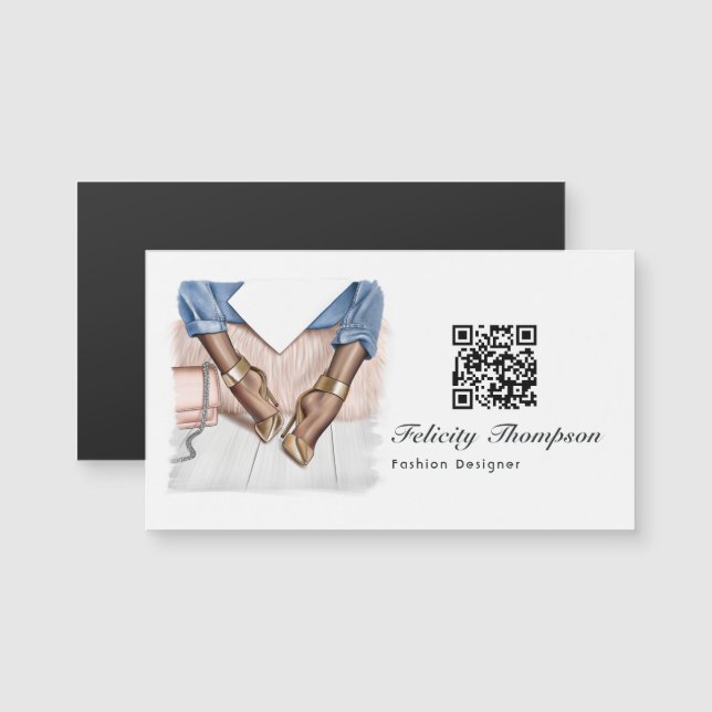 Diseñador de moda rosa Código QR (Anverso/Reverso)