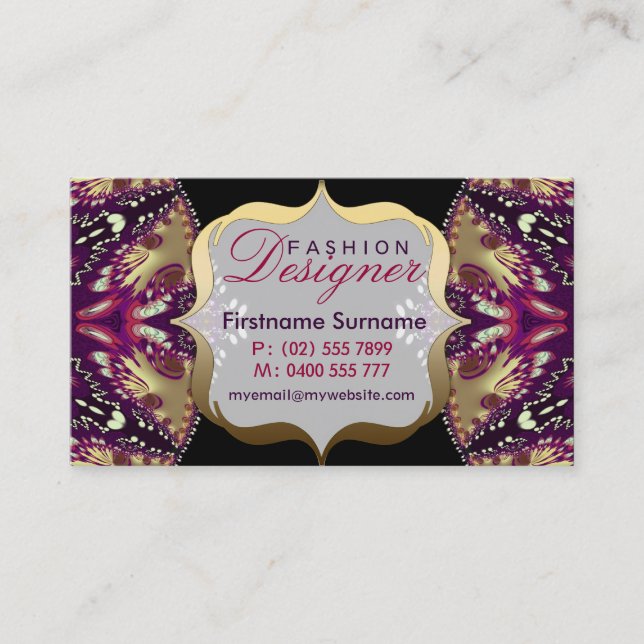 Diseñador de Moda Tarjetas de Presentación Moderna (Anverso)