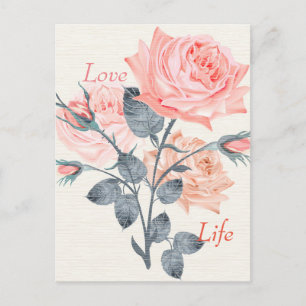Diseñador de postales con flores Love Life Cream