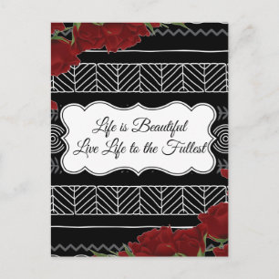 Diseñador de postales de Rosa geométrico negro/bla