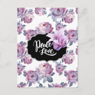 Diseñador de postales Purple Floral Peace/Love