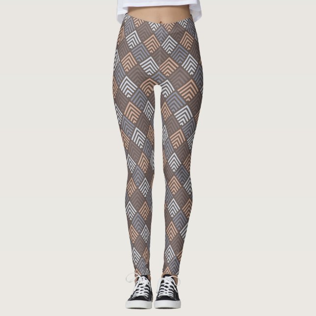 Diseñador Multi-Beige Diamond Leggings (Anverso)