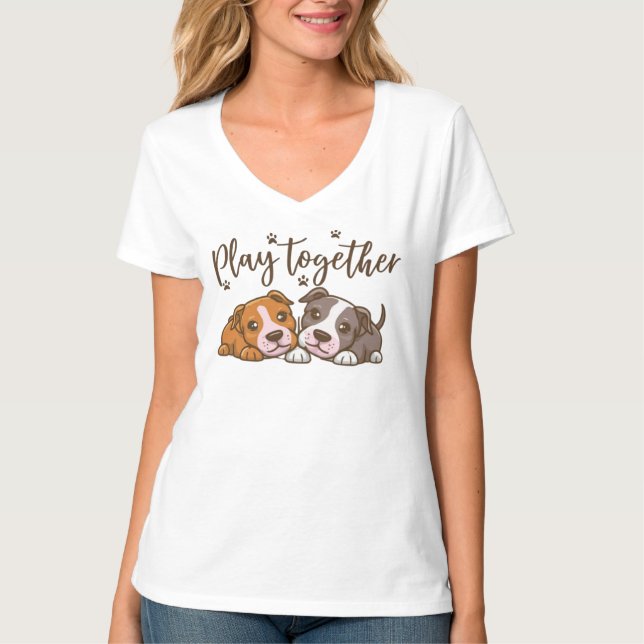 Diseñar juntos para camisetas de cuello V para muj (Anverso)