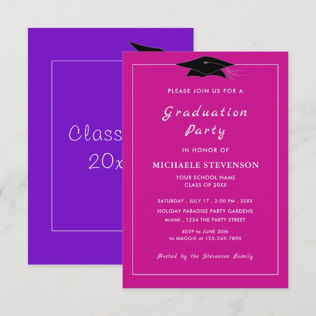 Diseñar la invitación de graduación de fuentes de  (Anverso / Reverso)