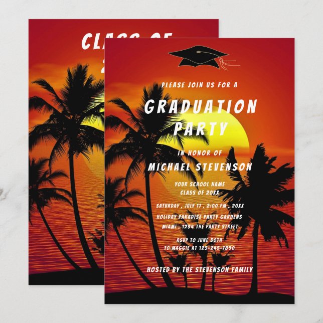 Diseñar su propia invitación a graduación de Sunse (Anverso / Reverso)