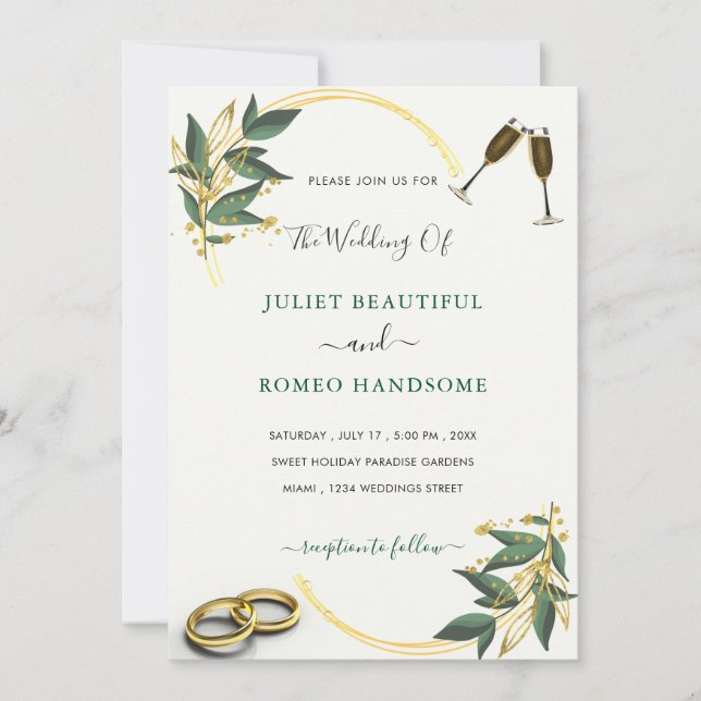 Diseñar su propia invitación de matrimonio de códi (Anverso)