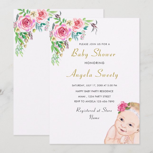 Diseñar su propia invitación feliz a Baby Shower (Anverso / Reverso)