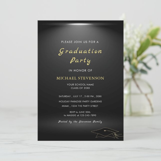 Diseñar su propia invitación moderna a la graduaci (Anverso de pie)