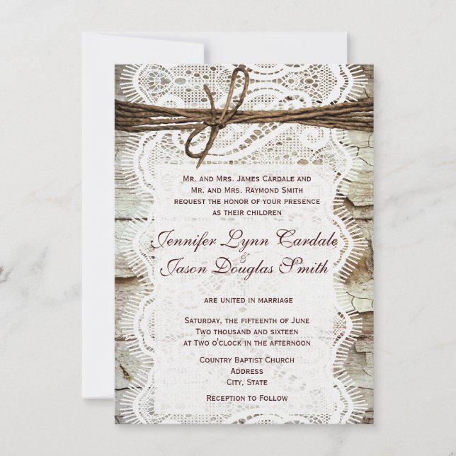 Diseñar sus propias invitaciones de casamiento rús (Anverso)