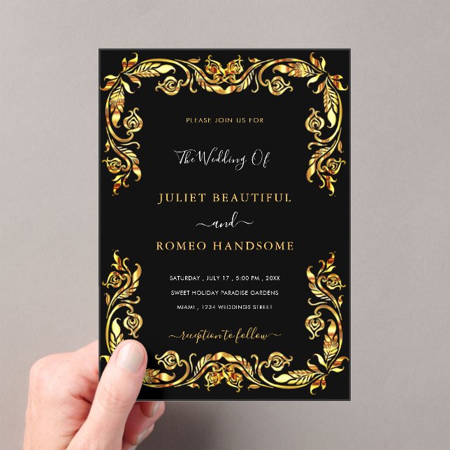 Diseñar tu propia invitación a la Boda de Oro Negr (Insitu (portátil))