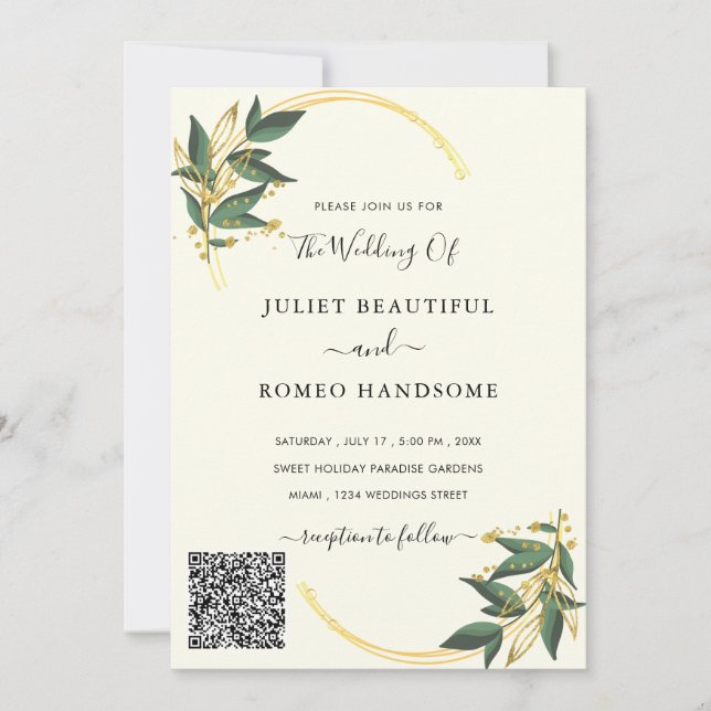 Diseñar tu propia invitación de boda con código QR (Anverso)
