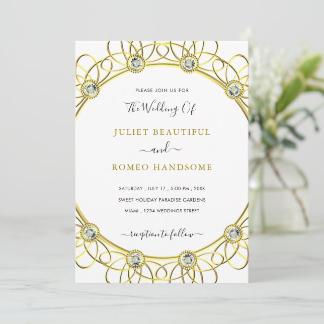 Diseñe su propia invitación de boda con diamantes  (Anverso de pie)