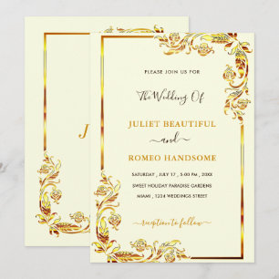 Diseñe sus invitaciones de boda con marco floral d