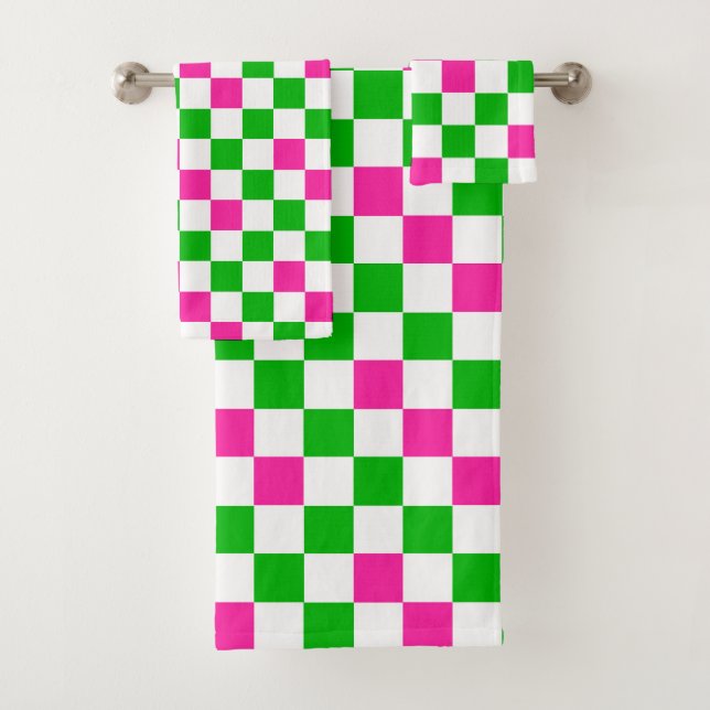 Diseño a cuadros rosa blanco verde (In situ)