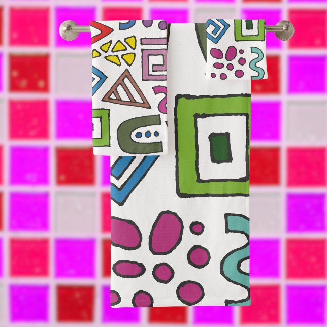 Diseño abstracto de patrones geométricos moderno (Bright Abstract Towel set)