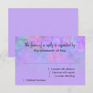 Diseño abstracto de tarjetas RSVP en morado