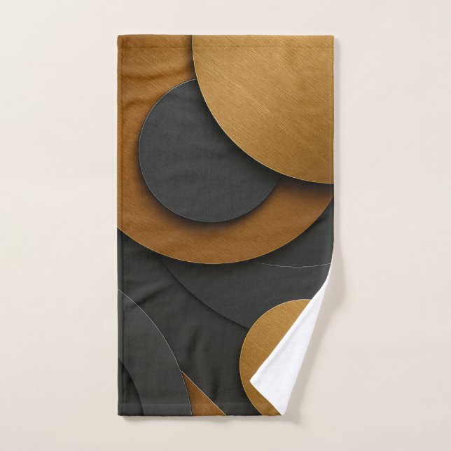 Diseño abstracto geométrico de lujo negro y oro (Toalla de mano)