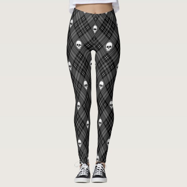 diseño abstracto negro Leggings With skulls (Anverso)