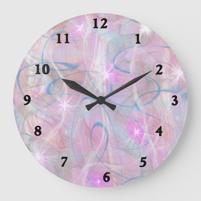 Diseño abstracto rosa del reloj de pared grande (Anverso)