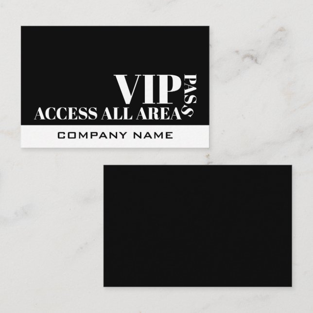 Diseño Acceso a Todas las Áreas, Tarjetas VIP (Anverso / Reverso)